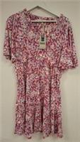 BNWT Fatface Pink Patterned Dress UK 14R CG N29 - 14 Regular