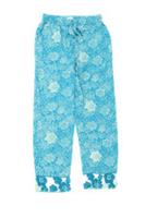 FatFace Women's Pyjama Bottoms Size 8 Blue Floral Wide Leg Drawstring New - 8 Regular