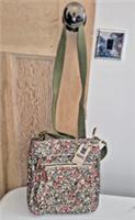 Fat Face Floral Print Canvas Crossbody Bag Adjustable Strap Zip Pockets
