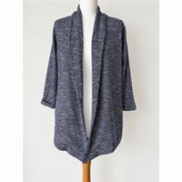 FatFace Callington Navy Slub Knit Longline Open Front Cardigan Size 10 - 10 Regular
