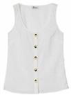 Fat Face White Sleeveless Top Broderie Anglais Cotton Button Front Summer Blouse - 6 Regular