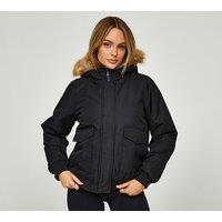 French Connection Womens Padded Fur Bomber Jacket
