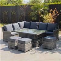 Venice - High Back Corner Sofa Set with Rising Dining Table and THREE Stools