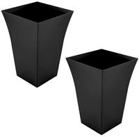 Pair of Large High Fluted Black Milano Planters