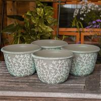 Pack Of Four - Large Brown & White Serenity Planters (30cm)
