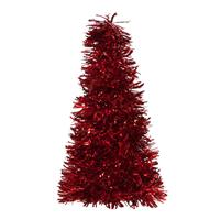 Christmas Tree Decoration - Red Wave Tinsel Tree