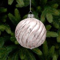 Christmas Decoration - Blush Pink Ice Swirl Bauble