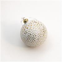 Christmas Tree Decoration - Gold Relief Glass Bauble - Pack of 12
