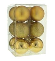 Christmas Tree Decorations - Gold bauble selection - Pack of 12