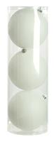 Christmas Tree Decorations - White Glitter Baubles - Pack of 3