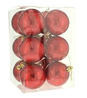 Christmas Tree Decorations - Traditional Red Baubles - Pack of 12