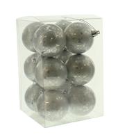 Christmas Tree Decorations - Silver Baubles - Pack of 12