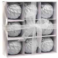 Christmas Tree Decorations - White Diamond Baubles - Pack of 9