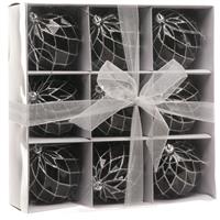 Christmas Tree Decorations - Black Diamond Baubles - Pack of 9