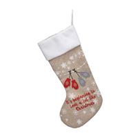 Embroidered Hessian Christmas Stocking