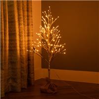 Lit Champagne Gold Twig Tree Warm White Led - Christmas Tree - 90cm