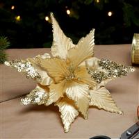 Christmas Floristry Decoration - Gold Velvet Poinsettia