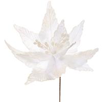 Christmas Floristry Decoration - White Velvet Poinsettia single stem