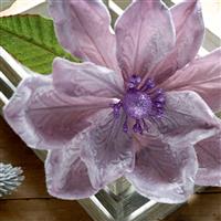 Christmas Floristry Decoration - Lilac Velvet Magnolia Stem - Approx 50cm