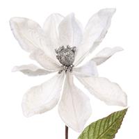 Christmas Floristry Decoration - White Velvet Magnolia Stem