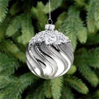 Christmas Tree Decorations - Gunmetal Grey Glass Swirl Bauble