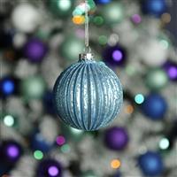 Christmas Tree Decorations - Ice Blue Glitter Glass Bauble