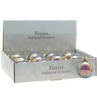 Christmas Tree Decorations - Petrol Sequin Glitter Baubles - Pack of 12