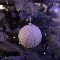 Christmas Tree Decorations - White and Blue - Glitter Baubles - Pack of 12