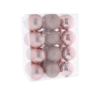 Christmas Tree Decorations - Assorted Light Pink Baubles - Pack of 24