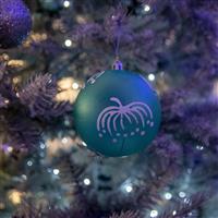 Christmas Tree Decorations - Frosted duck egg blue with glitter Baubles - Pack of 12