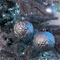 Christmas Tree Decorations - Assorted Grey Pattern Baubles - Pack of 12