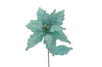 Christmas Floristry Decoration - Turquoise Blue Poinsettia Stem