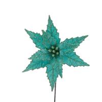 Christmas Floristry Decoration - Turquoise Velvet Poinsettia