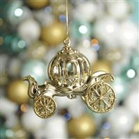Christmas Tree Decoration - Gold Glitter Carriage