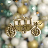 Christmas Tree Decoration - Gold & White Carriage