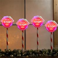 Christmas Outdoor Lighting - Multi-Colour Santa Stake Lights - Set of 4