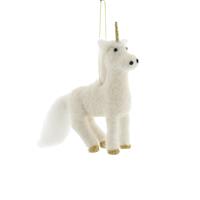 Christmas Tree Decoration - White Wool Unicorn