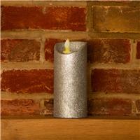 Dancing Flame Silver Glitter Candle - Christmas Decor