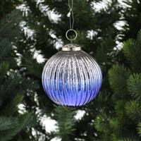 Christmas Tree Decoration - Silver & Blue Bauble