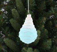 Christmas Tree Decoration - Blue & White Peardrop