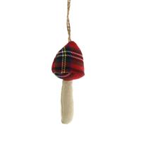 Christmas Tree Decoration - Tartan Fabric Mushroom