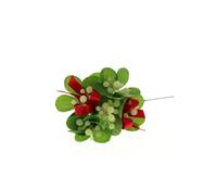 Christmas Tree Decorations - White Berry & Red Ribbon Pick