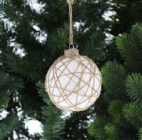 Christmas Tree Decorations - White Glitter Bauble