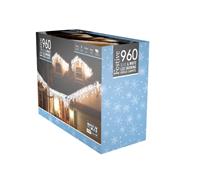960 Blue/White 4 Way Snowing Icicle Lights - Christmas Lights