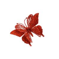Red Clip On Double Butterfly - Christmas Tree Decoration