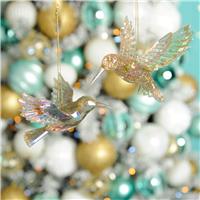 Pair of Gold Glitter Hummingbirds - Christmas Tree Decoration
