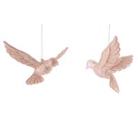 Pair of Rose Gold Glitter Doves - Christmas Tree Decoration