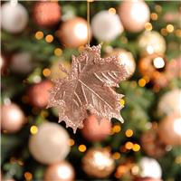 Copper Glitter Maple Leaf - Christmas Tree Decoration