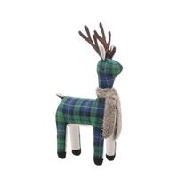 Blue Tartan Tabletop Standing Reindeer - Christmas Decoration