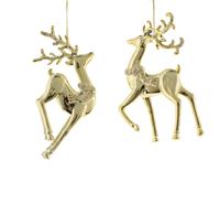 Pair Gold Electroplated Reindeer - Christmas Tree Decoration